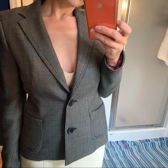 MaxMara Blazer dot striped black cream tailored 8 - Picture 12 of 16